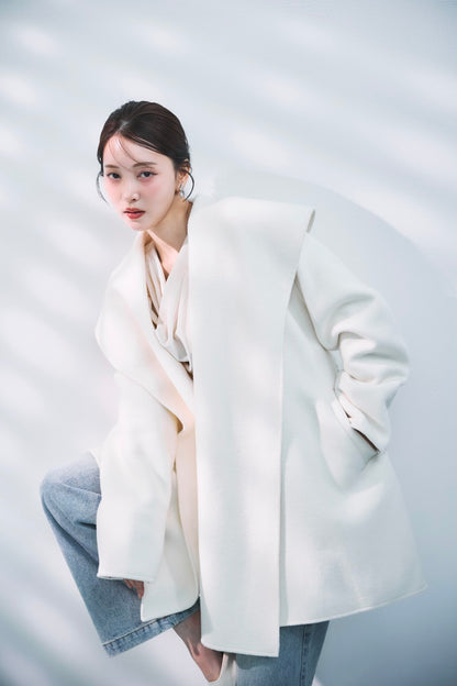 ショールカラーウールミドルコート