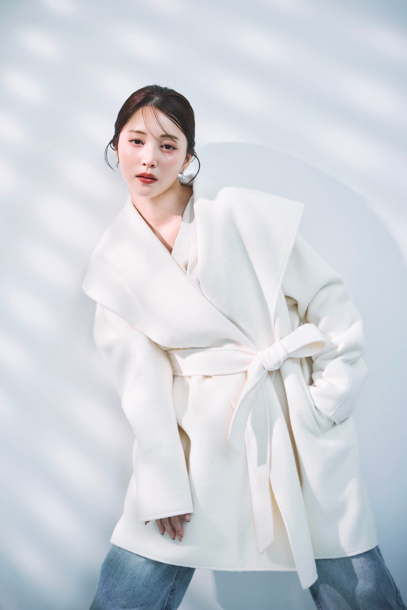 ショールカラーウールミドルコート