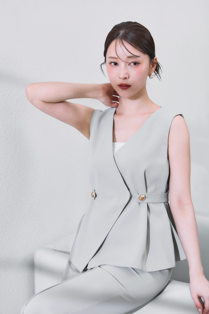 着用モデル：160cm 【トップス】カラー：grey 【ボトムス】カラー：grey サイズ：MM