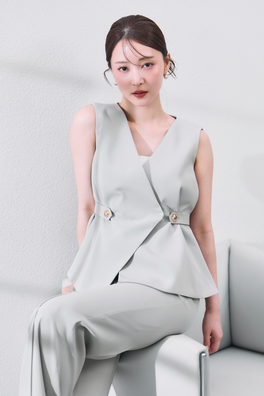 着用モデル：160cm 【トップス】カラー：grey 【ボトムス】カラー：grey サイズ：MM